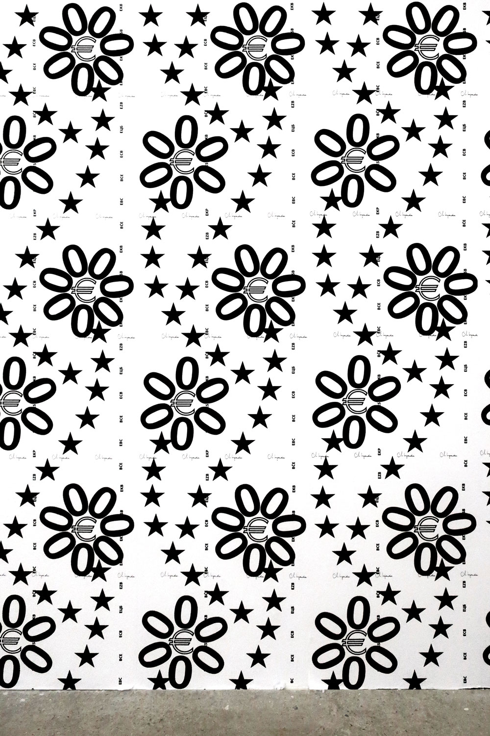 Claude Closky, ‘0 Euro,’ 2023, Bloom, Düsseldorf. Wallpaper, outdoor wall collage, giveaway prints, digital printing on A3 80g paper, variable dimensions. 